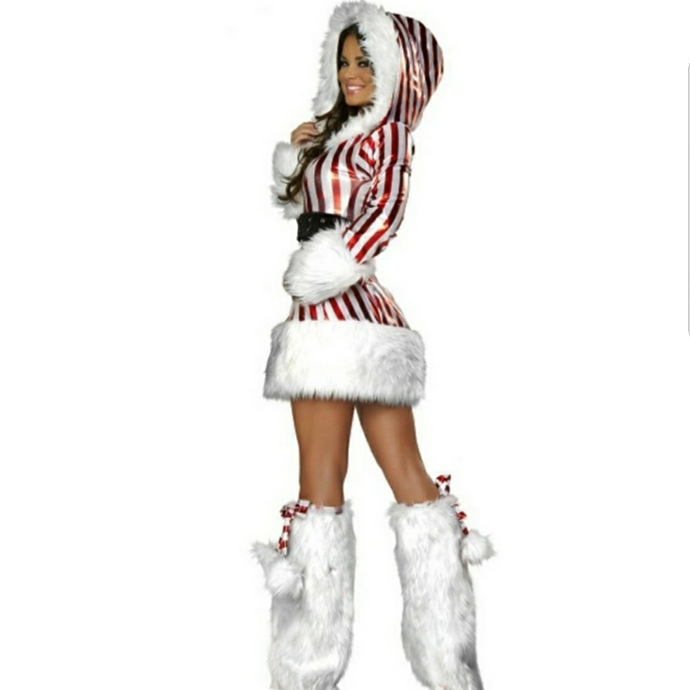 Holiday Christmas Candy Cane Claus Costume